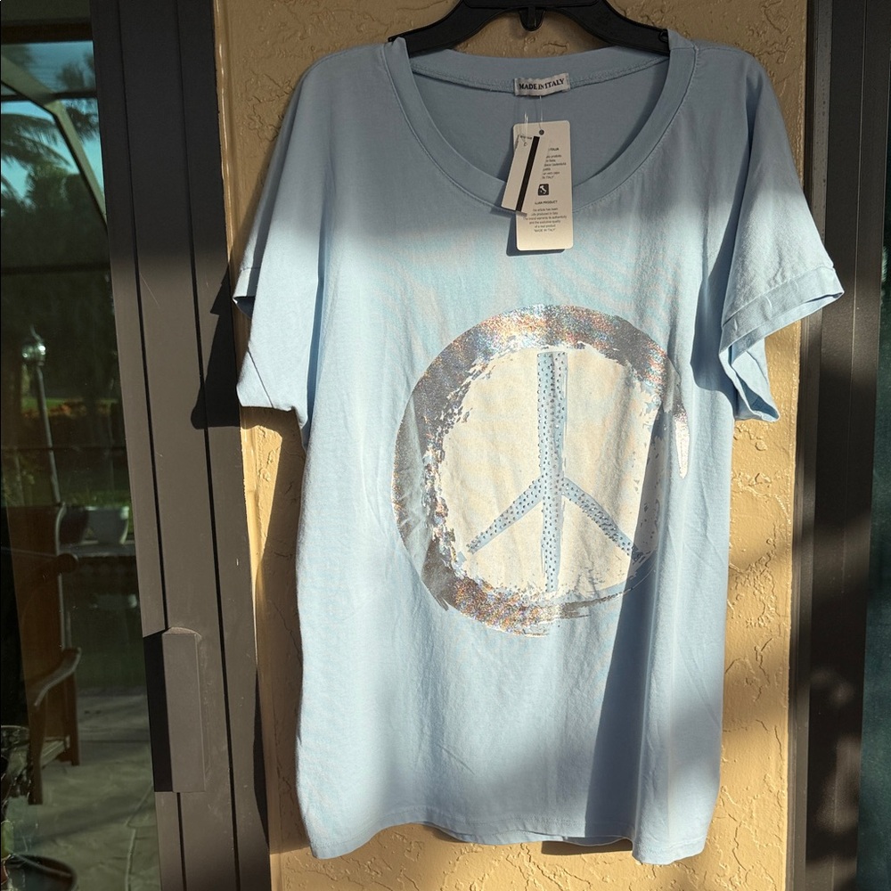 Light Blue Peace Sign Women's Top